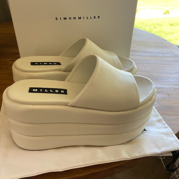 Simon Miller White Puffed Blackout Platform Clog Slide Sandal 39 - Picture 2 of 4